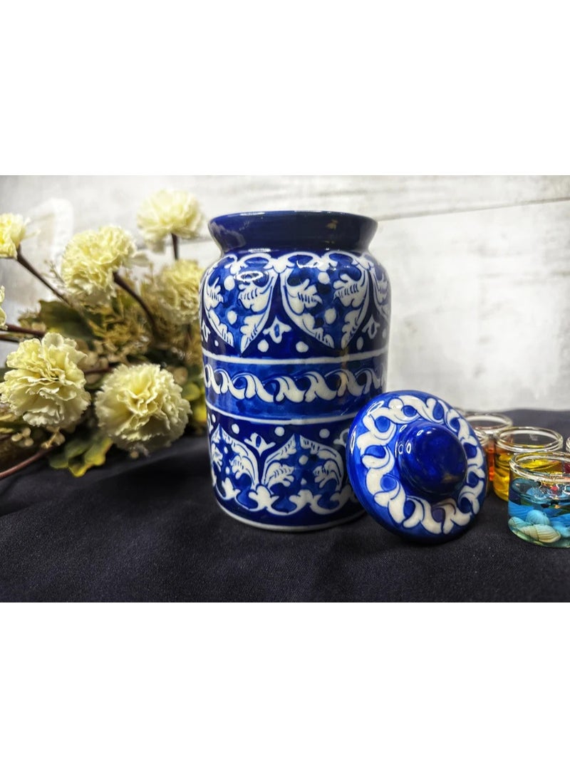 Arraish Zahriya Ceramic Jar – Hand-Painted Storage Container for Pickles, Chutney & Snacks | 6” Height, Multani Art | Decorative, Lead-Free, Handcrafted in Pakistan  - Image 1