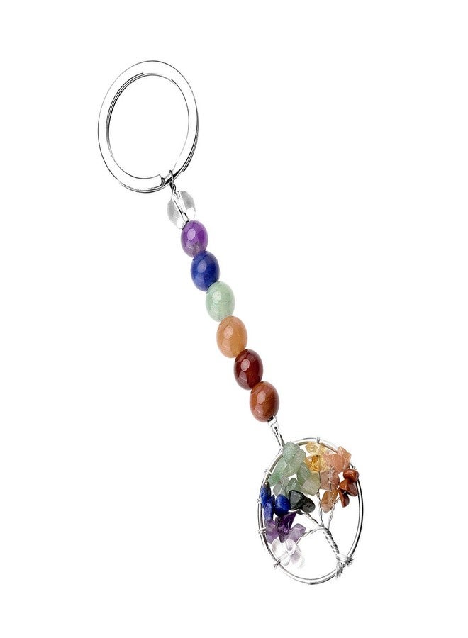 PESOENTH Cute Life Tree 7 Chakra Crystal Gemstone Beaded Keychain Healing Stones Key chain for Women Key Chain For Car Keys Purse Charms Handbag Backpack Accessories - Image 1