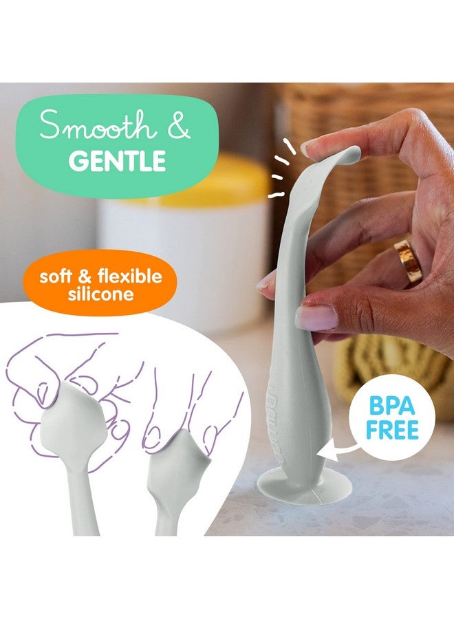 بيبي بام برَش فرشاة بومكو بيبي بوم - ملعقة كريم حفاضات خالية من مادة BPA مع قاعدة شفط، سيليكون ناعم ومرن، سهلة التنظيف بالمسح، أساسية لحقيبة الحفاضات من ابتكار الأم (رمادي) - Image 3