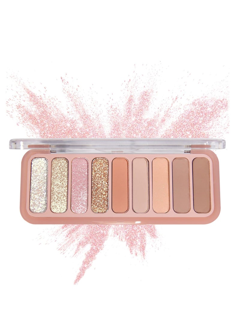 KASTWAVE 9 Colors Eye Shadow Makeup Pallet Matte Glitter Shimmer Eyeshadow Makeup Naturing-Looking High Pigment Waterproof Eye Shadow Palette Makeup Travel Size - Image 1
