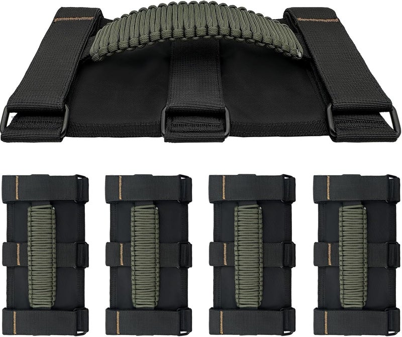 KKIKK Jeep Grab Handles - 4 Pack Paracord Roll Bar Handles for Wrangler JK TJ JL CJ YJ JKU JLU Gladiator JT (2019-2024) - Image 1
