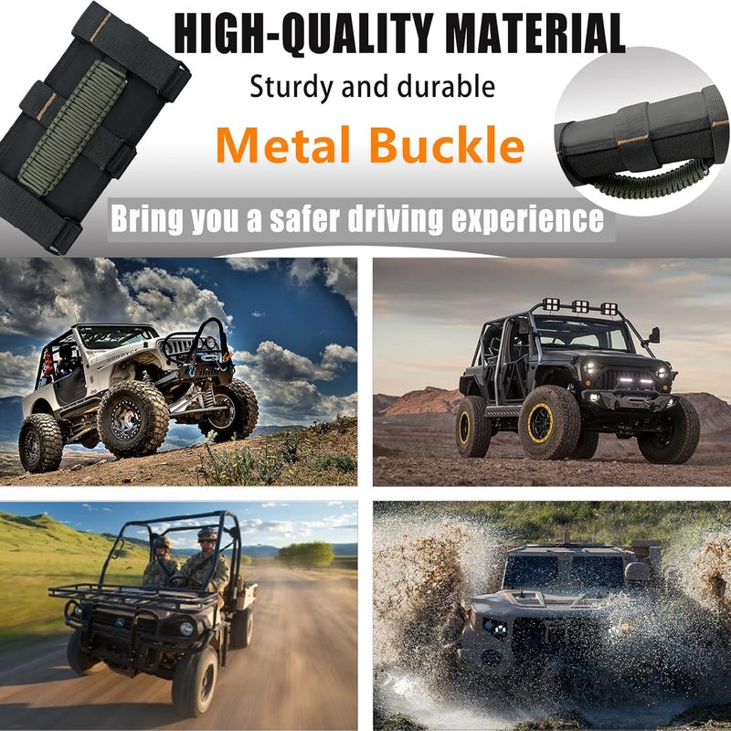 KKIKK Jeep Grab Handles - 4 Pack Paracord Roll Bar Handles for Wrangler JK TJ JL CJ YJ JKU JLU Gladiator JT (2019-2024) - Image 5