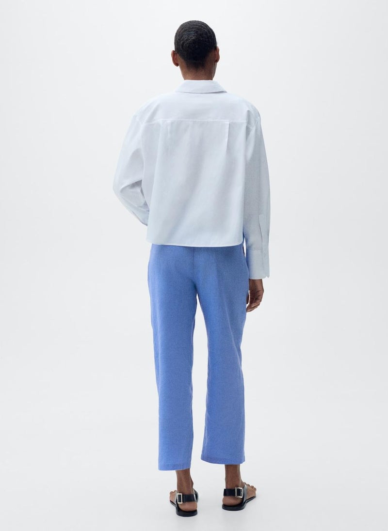 MANGO - Straight linen-blend trousers - Image 1