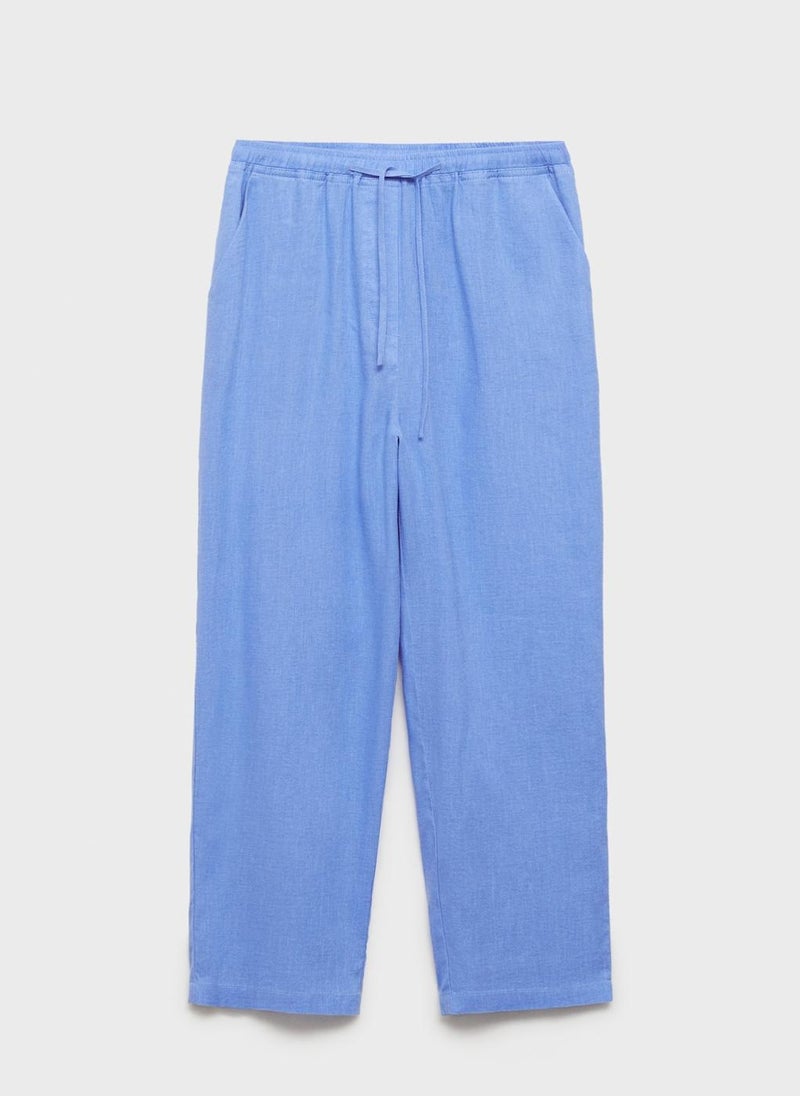 MANGO - Straight linen-blend trousers - Image 1