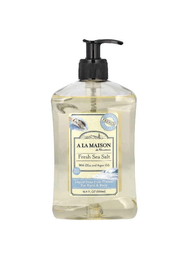 A La Maison De Provence A La Maison de Provence, Hand and Body Liquid Soap, Fresh Sea Salt, 16.9 fl oz (500 ml)  - Image 1
