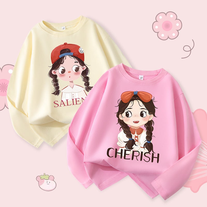 Fashionable Brand Girls Long-Sleeved T-Shirt Pure Cotton 2025 Autum New Kidsren'S Style Bottoming Shirt Little Girl'S Top Clothes - Image 2