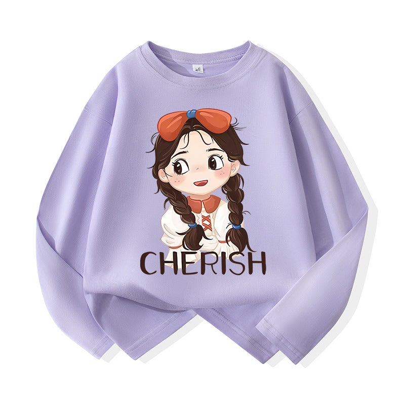 Fashionable Brand Girls Long-Sleeved T-Shirt Pure Cotton 2025 Autum New Kidsren'S Style Bottoming Shirt Little Girl'S Top Clothes - Image 1