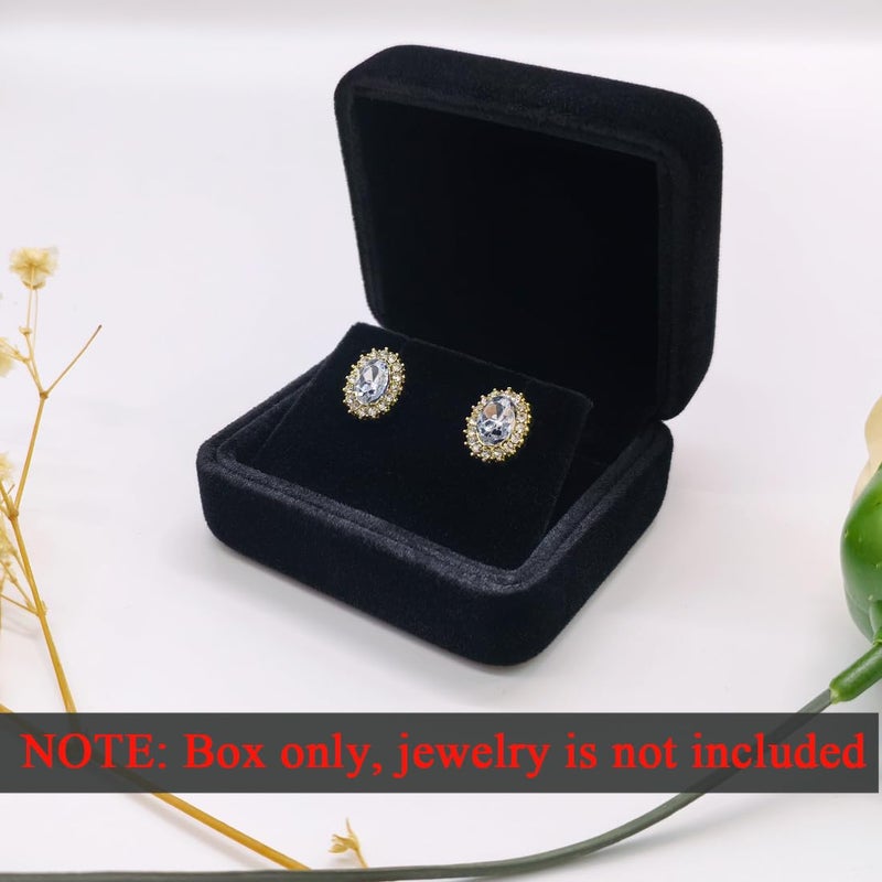 GBYAN 2 Pieces Velvet Earring Box,Stud Earring Gift Box,Jewelry Display Case for Proposal,Engagement,Wedding and Birthday,Black - Image 2