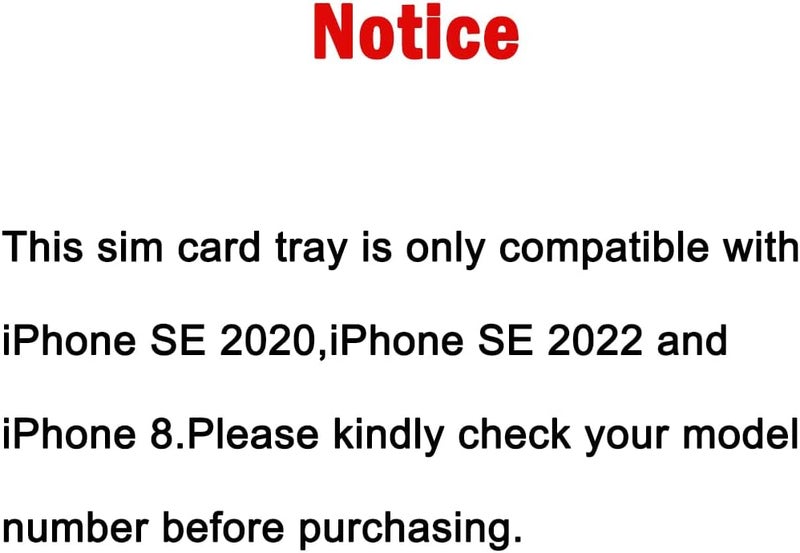 Perzework حامل فتحة بطاقة SIM واحدة بديل لجهاز iPhone SE 2020 / SE 2022 / 8 (أسود) مع حلقة مطاطية مقاومة للماء ودبوس إخراج - Image 4