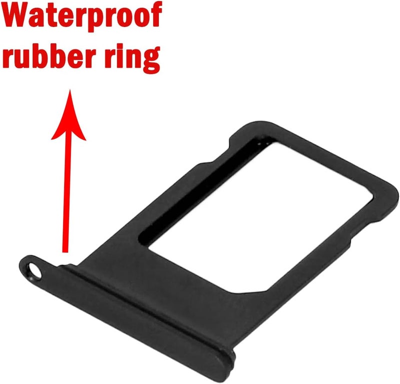 Perzework حامل فتحة بطاقة SIM واحدة بديل لجهاز iPhone SE 2020 / SE 2022 / 8 (أسود) مع حلقة مطاطية مقاومة للماء ودبوس إخراج - Image 2