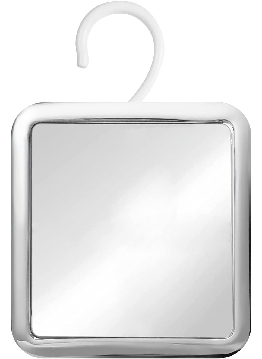 Mirrorvana MIRRORVANA Hanging Fogless Shower Mirror for Shaving with 360° Rotatable Swivel Hook - Anti Fog and Shatterproof 6.3" x 6.3" Surface (Chrome) 