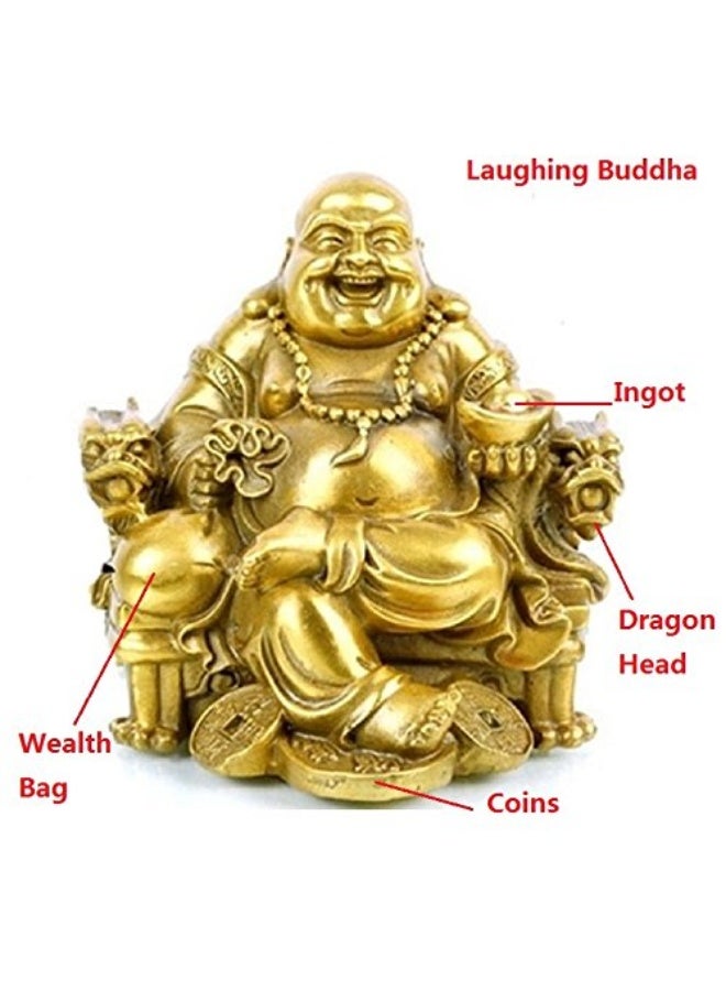 WEALTHCOMING Fengshui Decor Laughing Buddha Statue for Lucky & Happiness, God of Wealth Statue,Brass Buddhist Statues and Sculptures Home Decor Congratulatory Gifts (X-Large) - Image 3