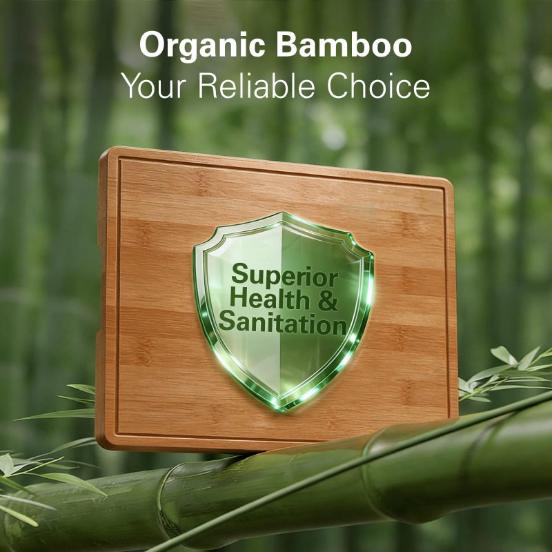 Zarler Bamboo Cutting Boards for Kitchen, Durable Wood Cutting Board with Juice Grooves and Handles, Wooden Chopping Board Set for Meal Prep, 500â„‰ Carbonized Bamboo, XL Size, Ideal Kitchen Gift - Image 3