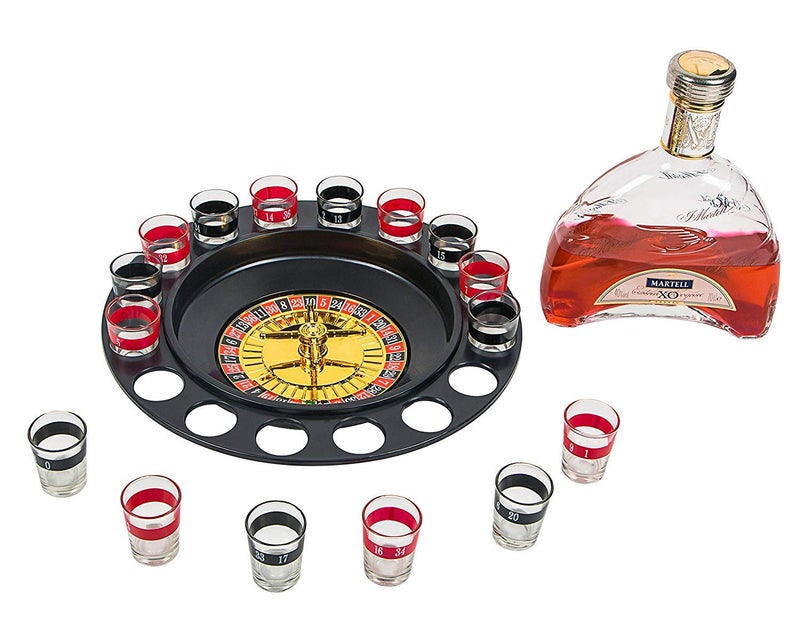 Iktu Shot Glass Roulette Drinking Game Set with Spinning Wheel, 2 Balls and 16 Shot Glasses - Casino Adult Party Games - Multi Color - Image 3