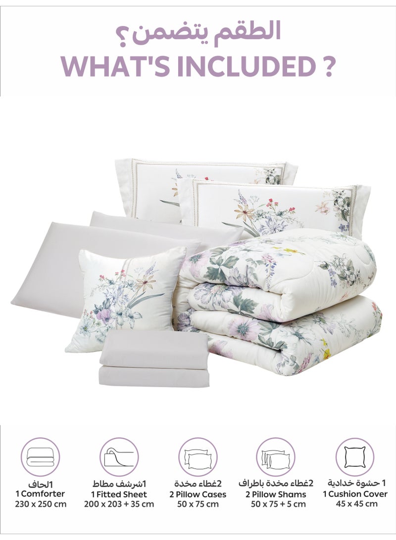 دوناتيلا طقم مفرش سرير كامل 6 قطع مقاس مزدوج 240×260 سم , مايكروفايبر ناعم , تطريز مشجر انيق يناسب سرير 200×200سم - Image 4