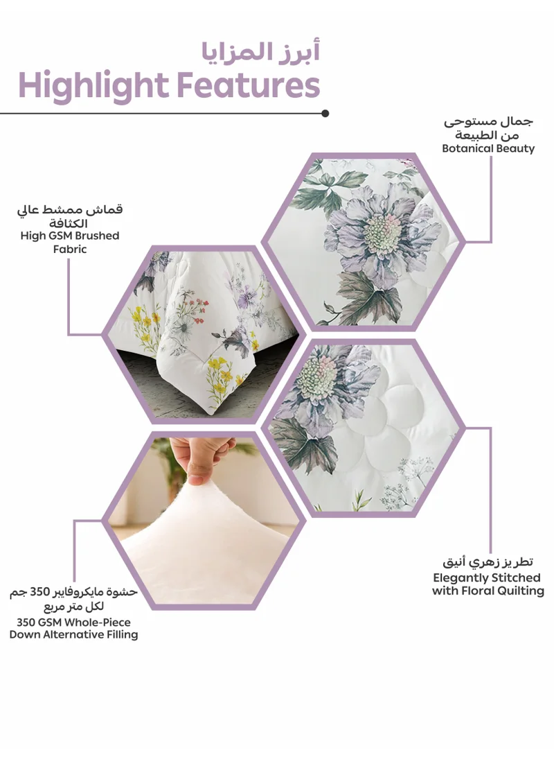 Donetella Bedding Comforter Set, King Size Fits 200x200 cm - 6  -Pcs Digital Print Quilted Bed Set, Microfiber Fabric - 1 Comforter, 1 Fitted Sheet, 2 Pillow Shams, 2 Pillowcases
