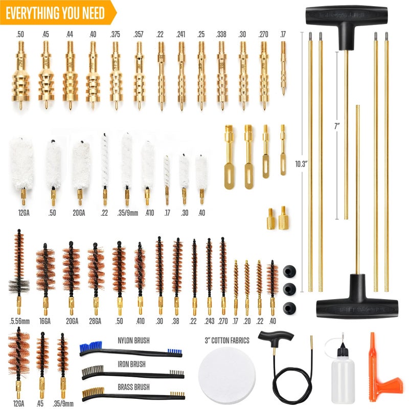 GLORYFIRE Elite Gun Cleaning Kit, Handgun Shotgun Pistol Universal Cleaning Kit with All Brass High-end Brushes, Jags, Reinforced and Lengthened Rods - Image 2
