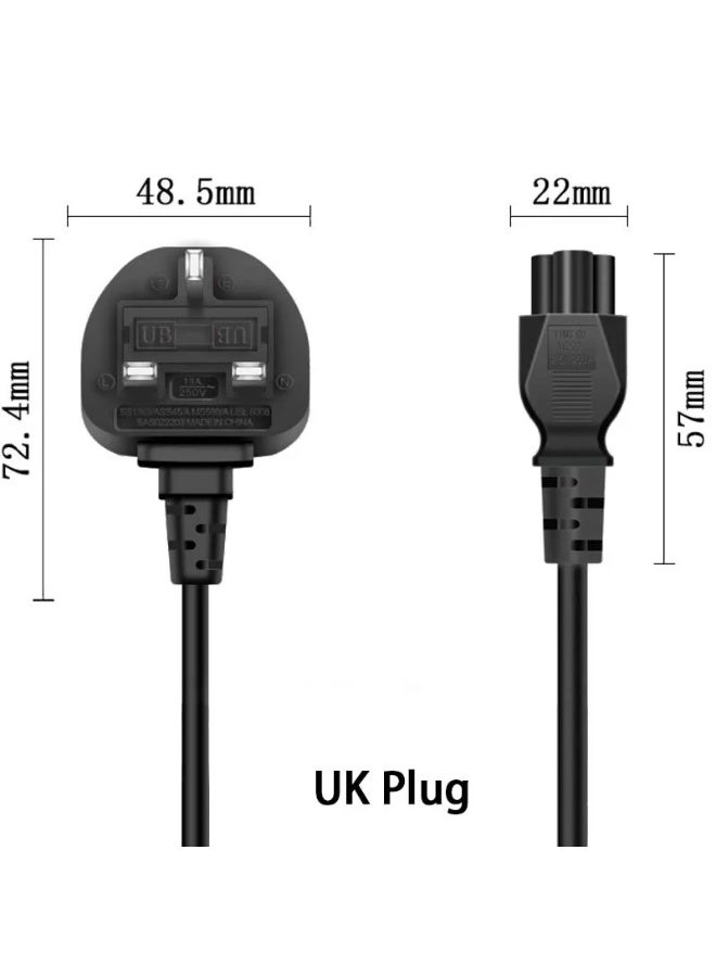 ELIKLIV UK Mains 3 Pin AC C5 Power Cable for Laptop, 3M Cloverleaf Power Cord Lead Compatible with Acer, Dell, HP, Sony, Delta, Lenovo, ThinkPad, IdeaPad, Yoga, Edge, Asus Rog, Trio, LG - Image 4