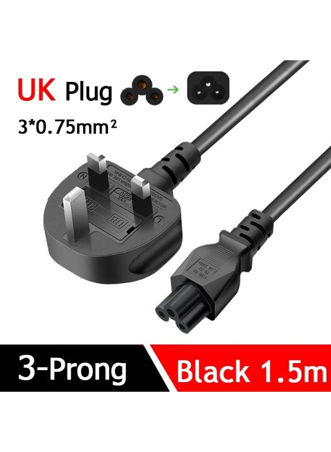 ELIKLIV UK Mains 3 Pin AC C5 Power Cable for Laptop, 3M Cloverleaf Power Cord Lead Compatible with Acer, Dell, HP, Sony, Delta, Lenovo, ThinkPad, IdeaPad, Yoga, Edge, Asus Rog, Trio, LG - Image 5
