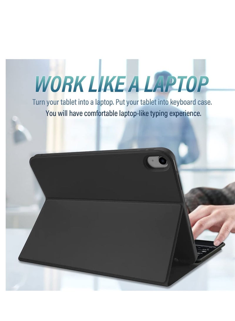iPad Air 5th 4th Generation Case with Keyboard 10.9 Inch Slim Smart Folio Keyboard Cover with Pencil Holder for iPad Air 5th Gen 2022 Air 4th Gen 2020 Detachable Wireless Keyboard Black  - Image 3