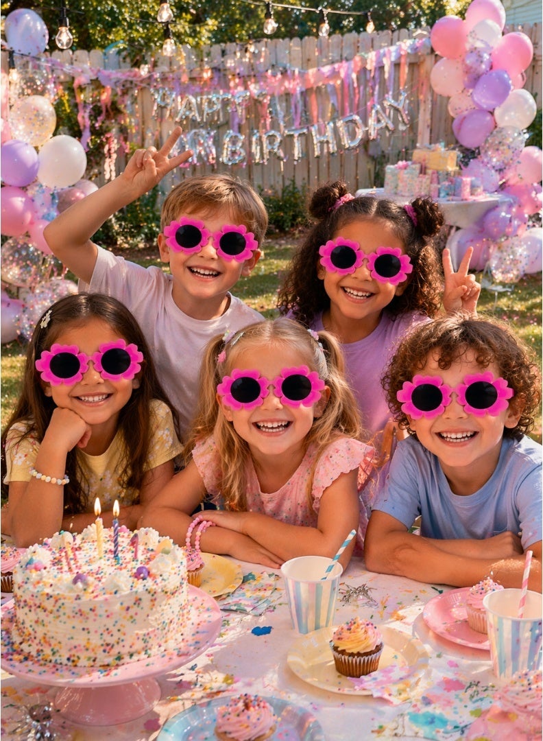 Party Time Flower Party Glasses for Kids Pink 1 Pc - Image 4