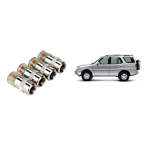 Selifaur - Car Tyre Pressure Monitor Valve Stem Caps Sensor Indicator (Silver) 4 Pcs Tyre Air Alert for - Safari - Image 1