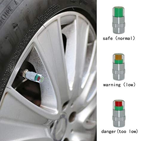 Selifaur - Car Tyre Pressure Monitor Valve Stem Caps Sensor Indicator (Silver) 4 Pcs Tyre Air Alert for - Safari - Image 5