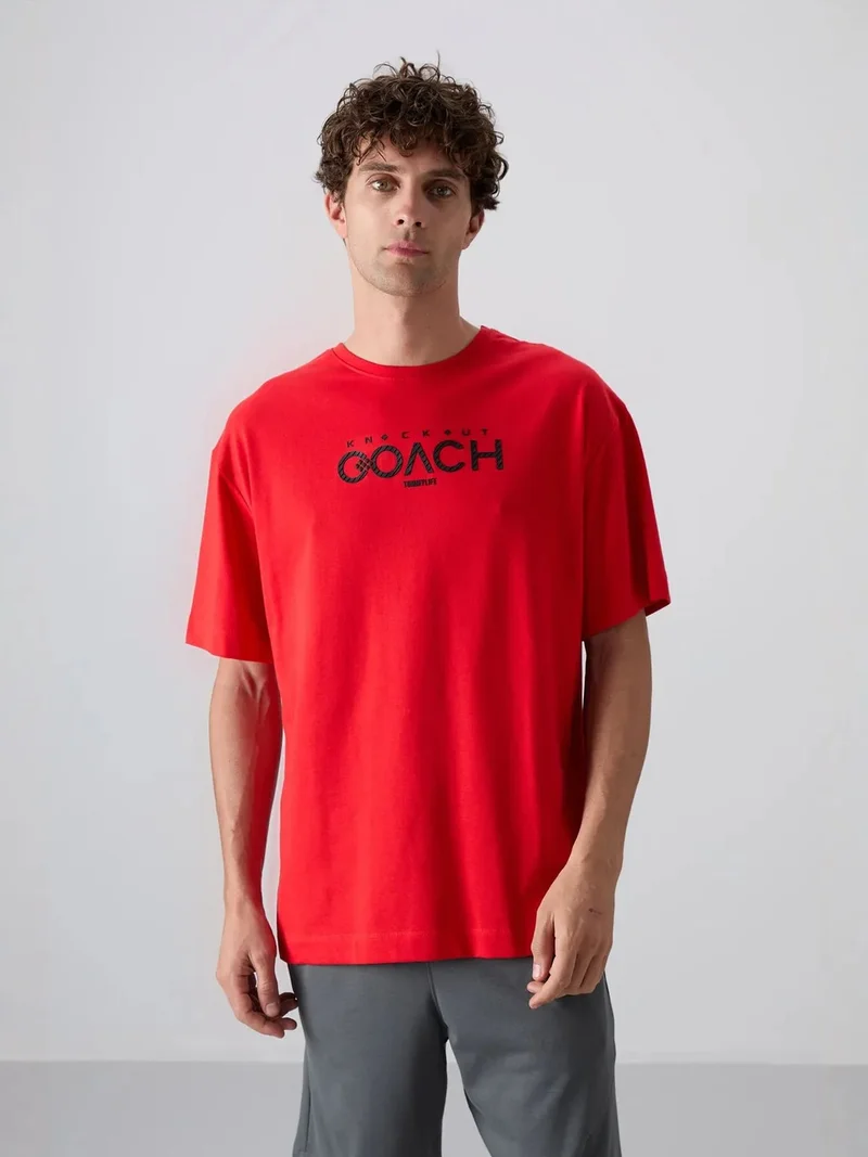 TOMMYLIFE TOMMY Oversized Logo Patch Crew Neck T-Shirt