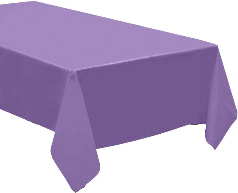 3 Pack Plastic Tablecloth Rectangle 54" X 108" Premium Disposable Table Cover for Party Birthday Wedding (Purple)