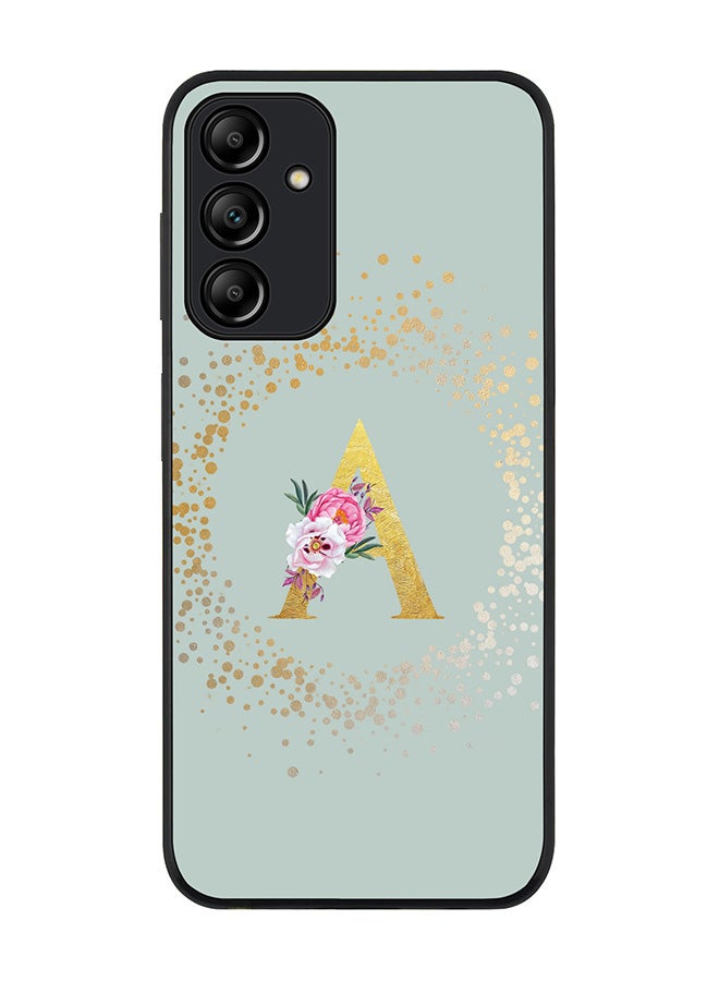 Stylizedd Rugged Black edge case for Samsung Galaxy A15 / A15 5G Case Cover-Custom Monogram Initial Letter Floral Pattern Alphabet-A (Light Grey) - Image 1