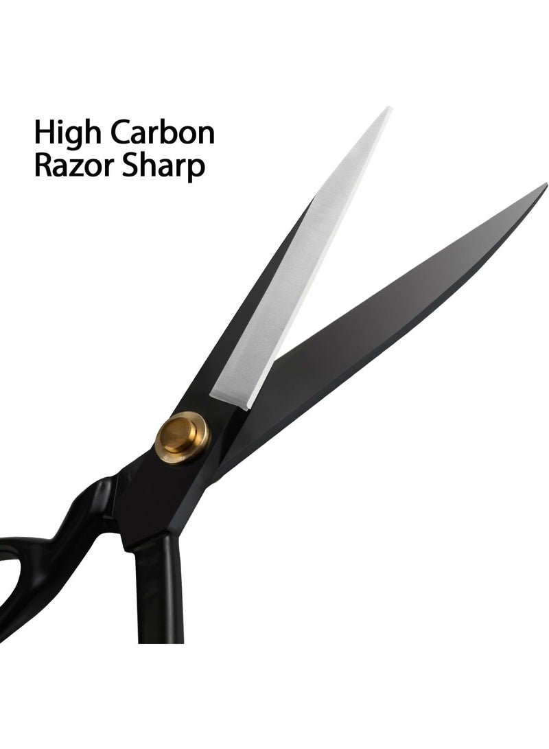 انفلكس مقص قماش احترافي مقاس 10 بوصات، مقص شديد التحمل للجلد، مقص خياطة للخياطة، مصنوع من الفولاذ عالي الكربون، قوي صناعيًا، مقص خياط حاد للمنزل والمكتب والفنانين وصانعي الفساتين، لون أسود - Image 3