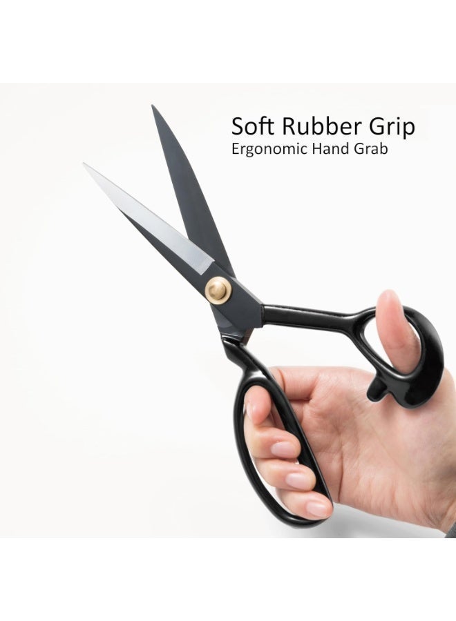 انفلكس مقص قماش احترافي مقاس 10 بوصات، مقص شديد التحمل للجلد، مقص خياطة للخياطة، مصنوع من الفولاذ عالي الكربون، قوي صناعيًا، مقص خياط حاد للمنزل والمكتب والفنانين وصانعي الفساتين، لون أسود - Image 5