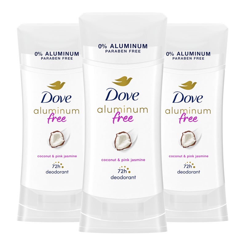 Dove Aluminum Free Deodorant for Women 3 Count Coconut and Pink Jasmine 72 hour odor protection 2.6 oz - Image 1