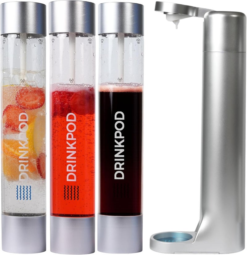 DRINKPOD Fizzpod Sparkling Water Maker Soda Maker Infused Fruits Soda Maker Machine for Carbonating with 1L Carbonating Bottle, Seltzer Fizzy Water Maker, Includes 3 x 1l Carbonating Bottle Compatible with 60L CO2 Carbonator - Image 1
