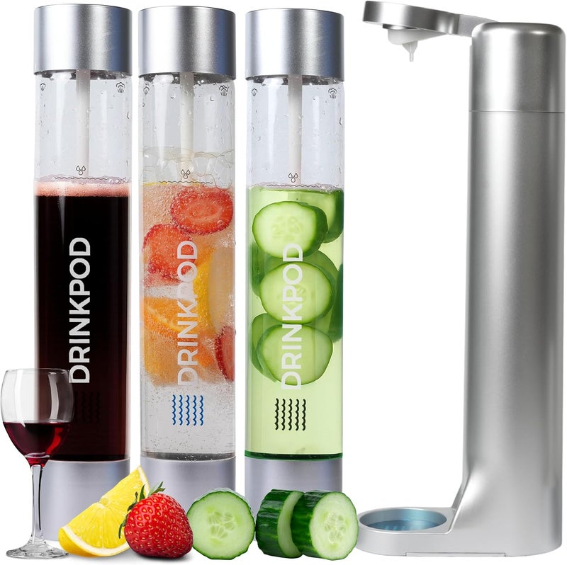 DRINKPOD Fizzpod Sparkling Water Maker Soda Maker Infused Fruits Soda Maker Machine for Carbonating with 1L Carbonating Bottle, Seltzer Fizzy Water Maker, Includes 3 x 1l Carbonating Bottle Compatible with 60L CO2 Carbonator - Image 4