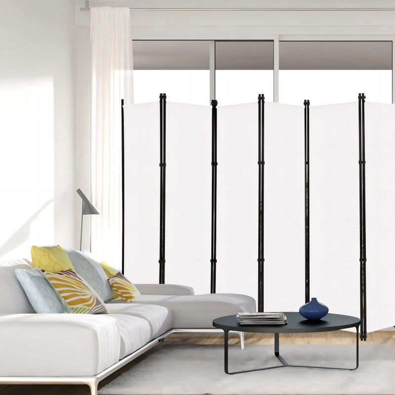 MAYOLIAH 6 Panel Folding Privacy Screen 9ft Wide, 6ft Tall Partition Room Divider Portable Office Walls Dividers Panel, White - Image 2