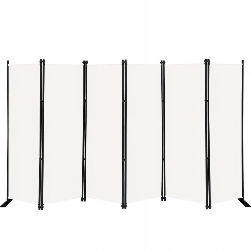 MAYOLIAH 6 Panel Folding Privacy Screen 9ft Wide, 6ft Tall Partition Room Divider Portable Office Walls Dividers Panel, White - Image 1