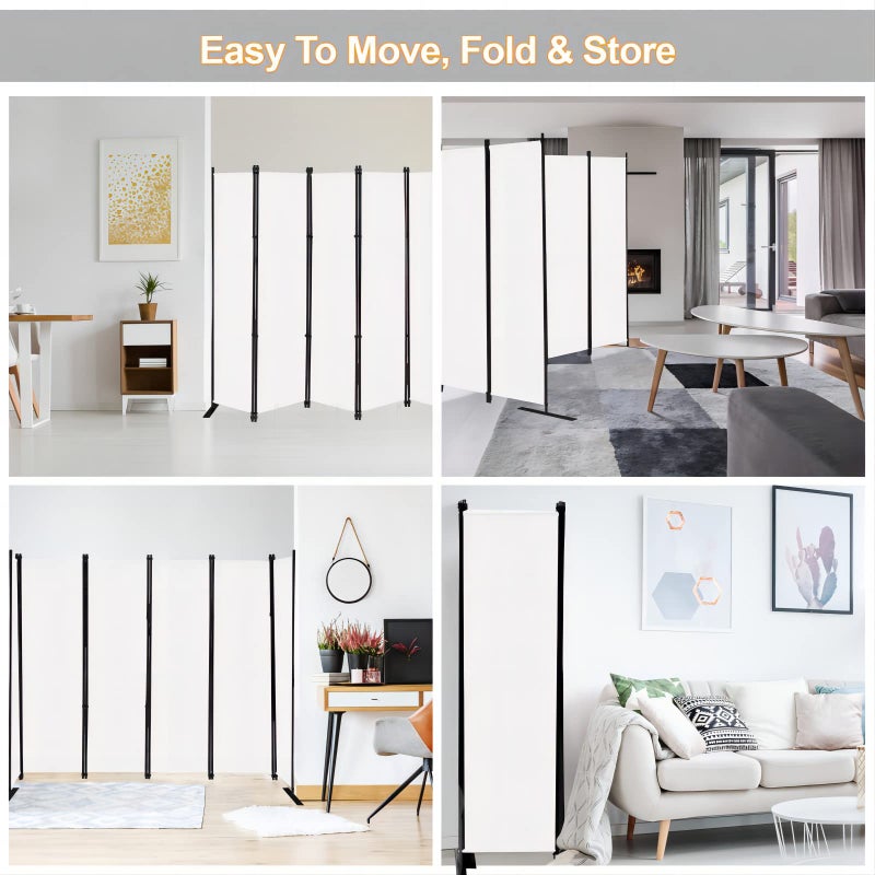 MAYOLIAH 6 Panel Folding Privacy Screen 9ft Wide, 6ft Tall Partition Room Divider Portable Office Walls Dividers Panel, White - Image 4