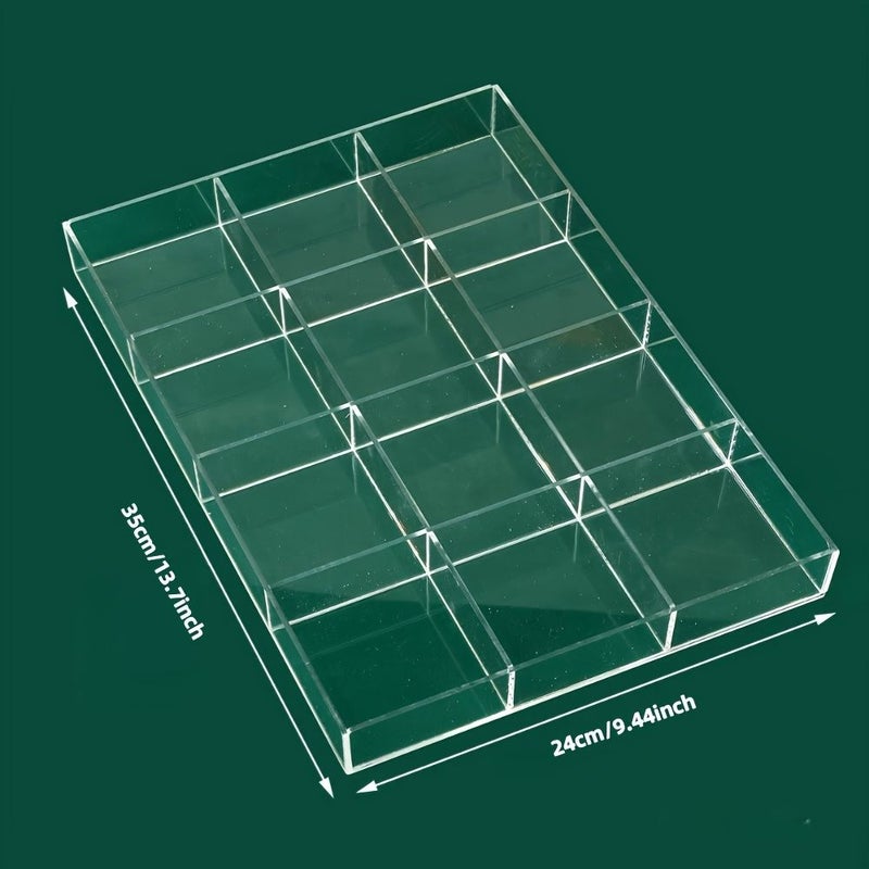 منظم مجوهرات أكريليك كبير مقسم 3×4 بأقسام نهاج مصقولة لتخزين البلاستيك - Image 4