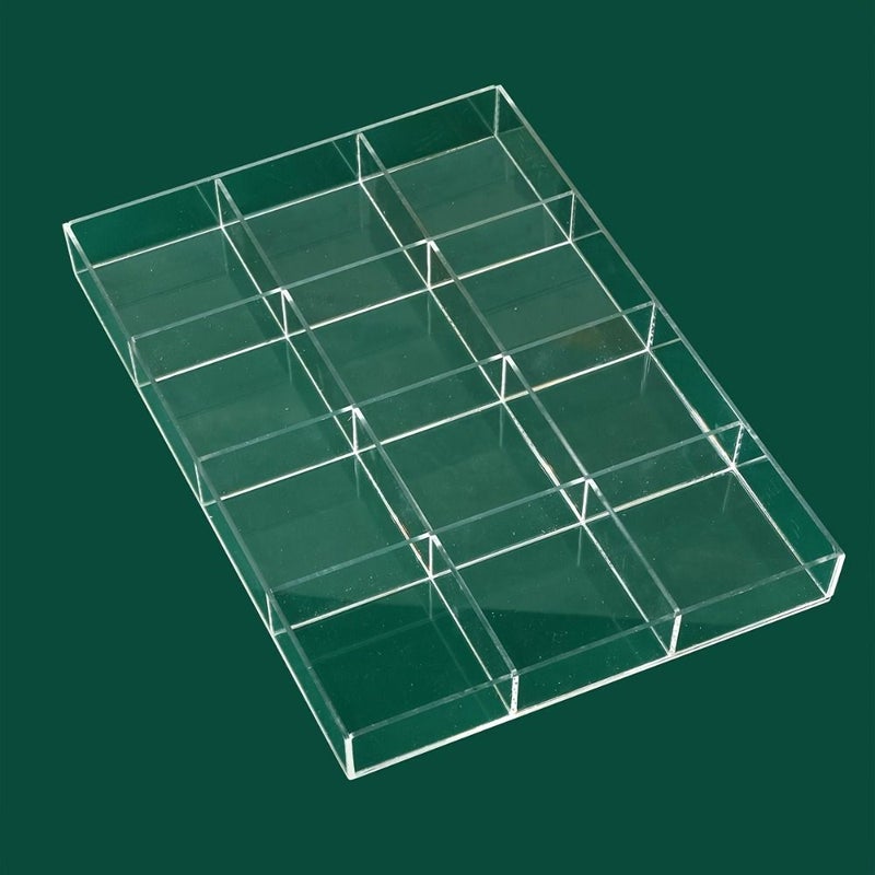 منظم مجوهرات أكريليك كبير مقسم 3×4 بأقسام نهاج مصقولة لتخزين البلاستيك - Image 5