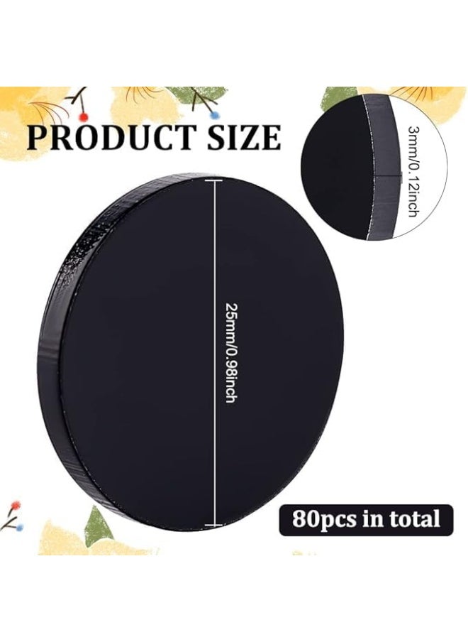 Horoof Home 80 Pcs Black Acrylic Circle Blanks – 2.5 cm Diameter, 3 mm Thick  - Image 2