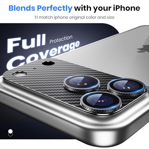 Hoerrye for iPhone 17 Pro Camera Lens Protector - [12FT Shatterproof Military Grade] [Strong Adsorption] Metal Top 9H+ Tempered Glass Camera Screen Full Cover Case Friendly,Carbon Fiber - Image 3