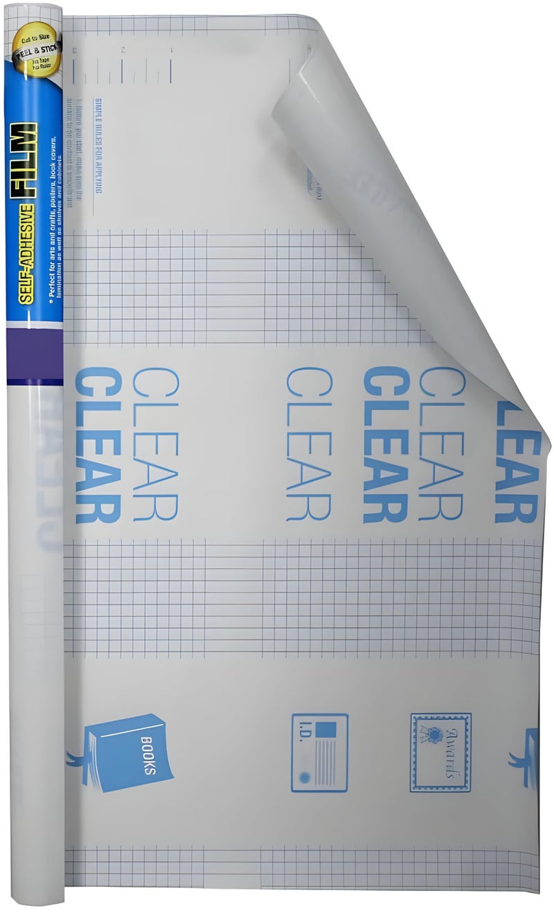 Bexter Clear Contact Paper Roll for Books – 17.5 in x 54 in | Self Adhesive Clear Laminate Book Cover Film | Easy Peel Protective Wrap for Books, Documents, Labels & More – 1 Roll - Image 3