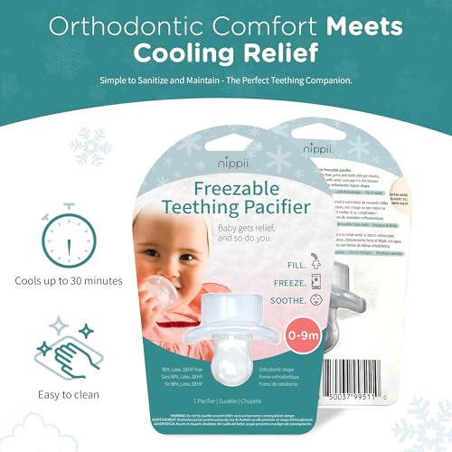Nippii Freezable Orthodontic Pacifier for Teething - Orthodontic Design Teething Pacifier for Baby Teething Relief - Medical Grade Silicone Pacifier - Image 2