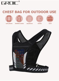 GROIC Running Vest Phone Holder,Reflective Running Vest, High Visibility Running Gear with Large Pocket,Reflective Hydration Vest Train Free Workout Gear,Adjustable Waistband  - Image 2