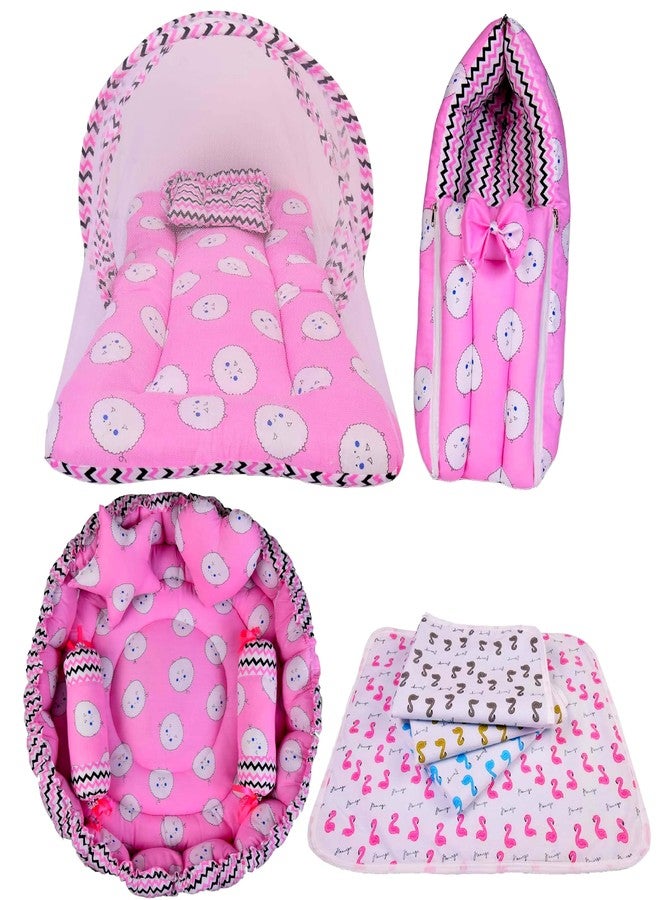 Kwitchy Baby Beds Combo Pack of Infants Bedding Gift Pack Set for Baby Boys and Baby Girls (4PCS Set) (Pink, 0-6 Months) - Image 1
