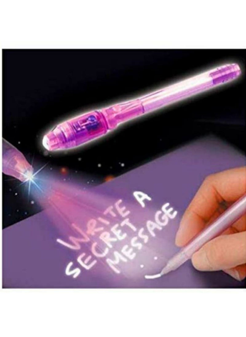 Invisible Ink Pen with UV Light Multi function Pen Pack of 6 Multicolor