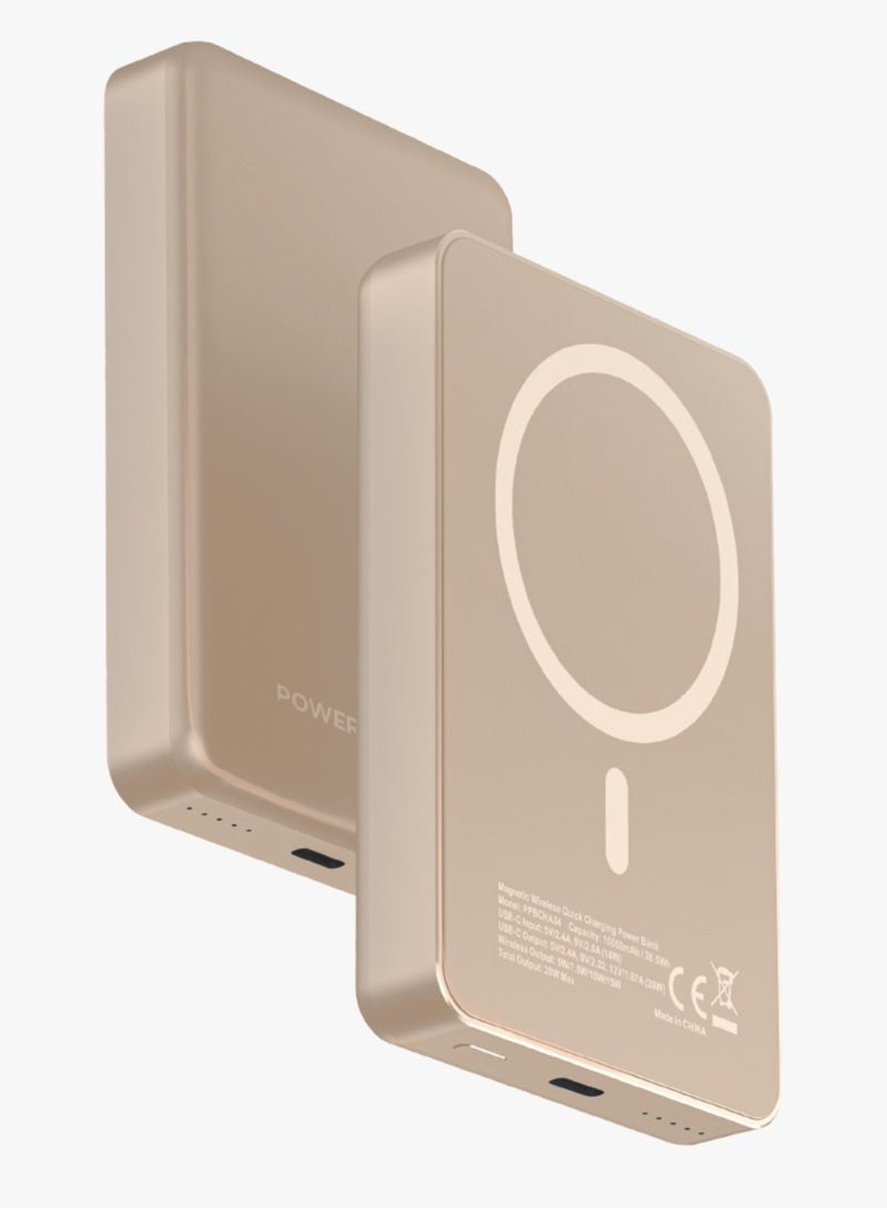Powerology 10000 mAh MagSafe Aluminum Power bank with PD 20W Fast Charging & 15W Wireless Charging / Li-Polymer Rechargeable Battery / Simultaenous Charging / Charging Smartphone, Tablet & Gaming Device - Titanum  - Image 1