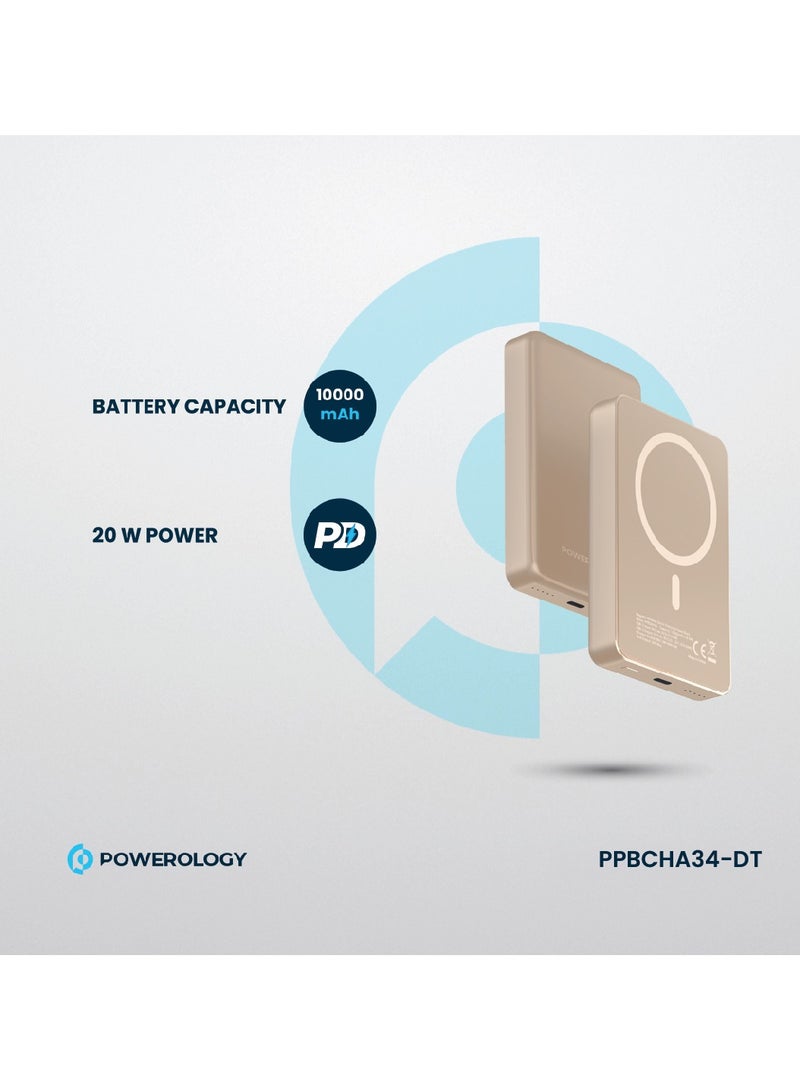 Powerology 10000 mAh MagSafe Aluminum Power bank with PD 20W Fast Charging & 15W Wireless Charging / Li-Polymer Rechargeable Battery / Simultaenous Charging / Charging Smartphone, Tablet & Gaming Device - Titanum  - Image 3