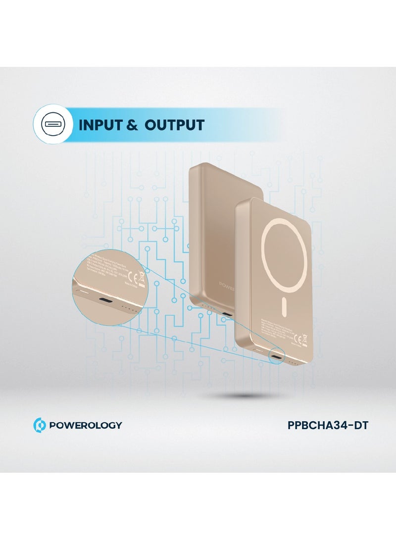 Powerology 10000 mAh MagSafe Aluminum Power bank with PD 20W Fast Charging & 15W Wireless Charging / Li-Polymer Rechargeable Battery / Simultaenous Charging / Charging Smartphone, Tablet & Gaming Device - Titanum  - Image 5